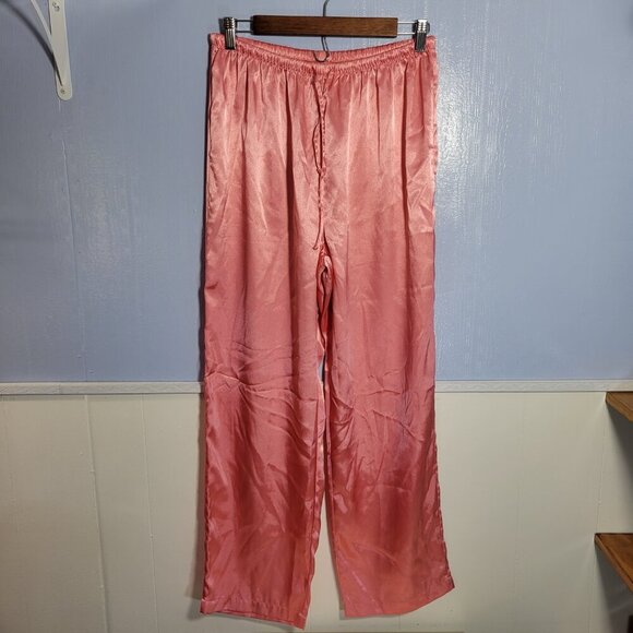 Cabernet Medium Bright Pink Drawstring Lightweight Silky Summer Sleep Pants - Picture 1 of 8